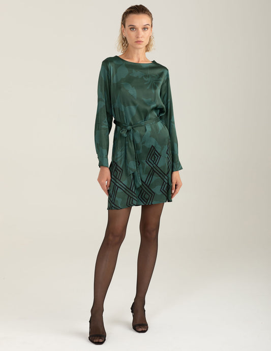 Abito in raso stretch stampato donna green fw25w03as cc-a0801