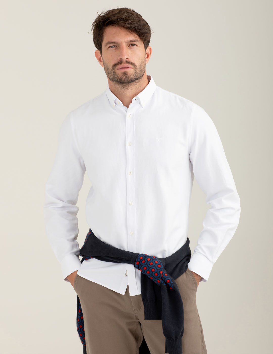Camicia in oxford con logo ricamato uomo white fm25w11cu cc-a0001 Camicia in oxford con logo ricamato