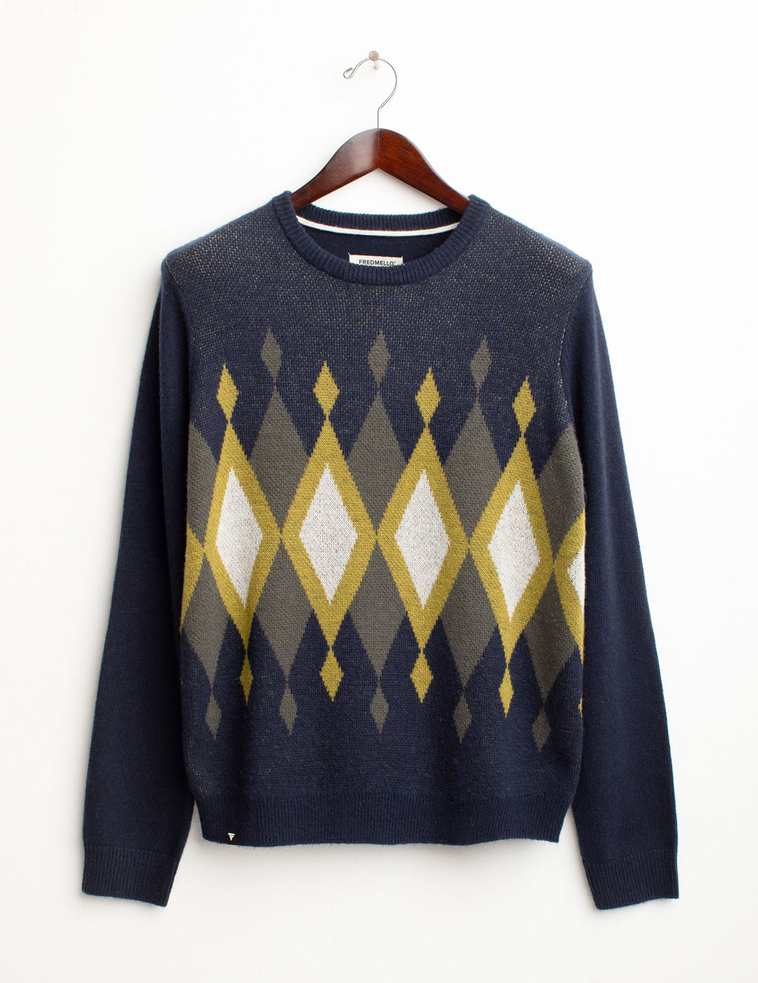 Maglia con intarsio a rombi in lambswool uomo blue fm25w29mg cc-a0601 Maglia con intarsio a rombi in lambswool