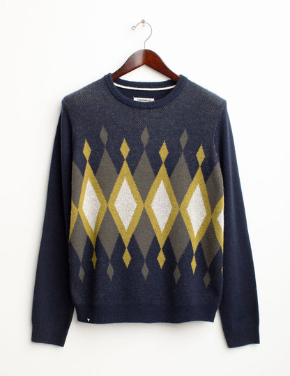 Maglia con intarsio a rombi in lambswool