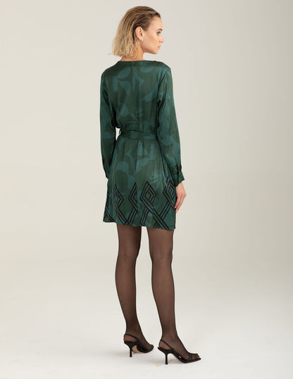 Abito in raso stretch stampato