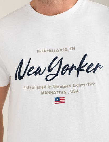 T-shirt con ricamo New York