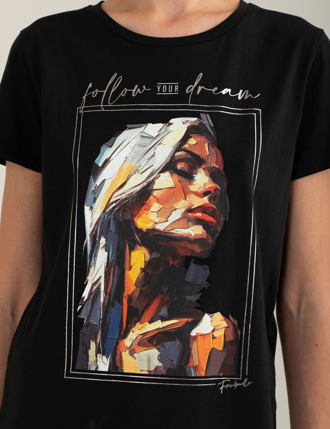 T-shirt con stampa ad alta definizione donna black fw25w01tg cc-a0951 T-shirt con stampa ad alta definizione