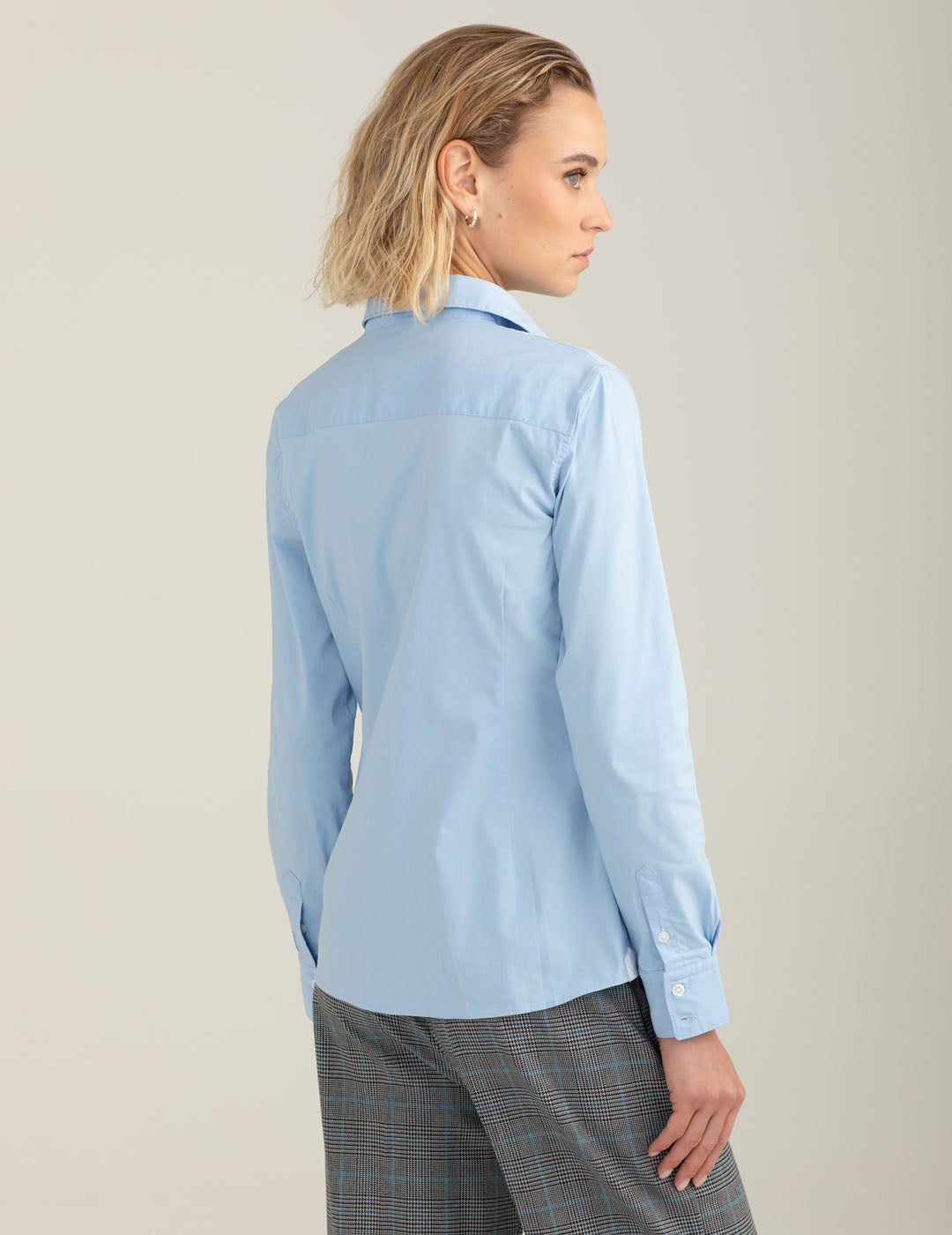 Camicia slim fit in popeline stretch donna light blue fw25w02cu cc-a1001 Camicia slim fit in popeline stretch