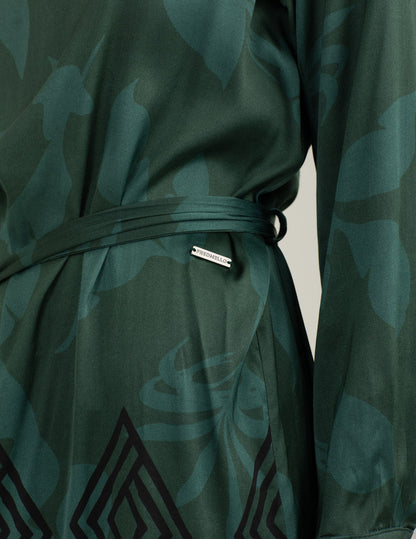Abito in raso stretch stampato