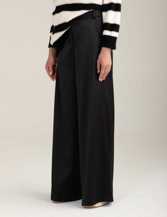 Pantalone palazzo in raso donna black fw25w20pu cc-a0951