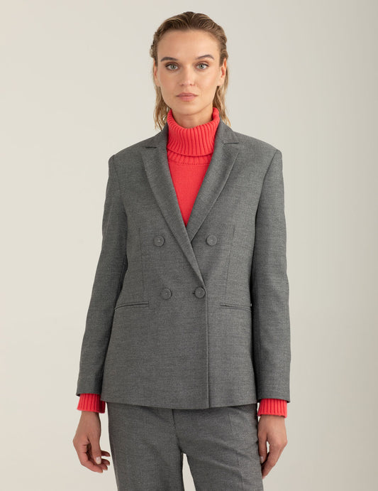 Double-breasted blazer woman dark gray fw25w03bt cc-a0903