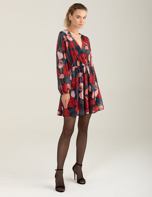 Abito in georgette stampata donna red fw25w02as cc-a0301