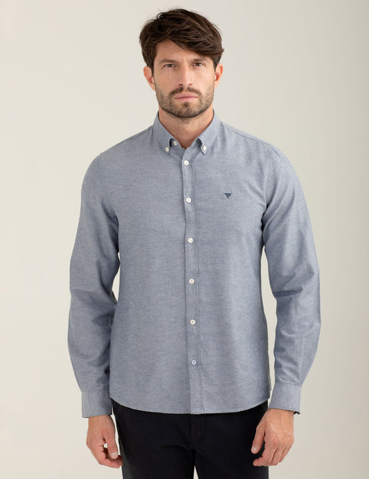 Camicia in oxford con logo ricamato uomo blue fm25w11cu cc-a0601