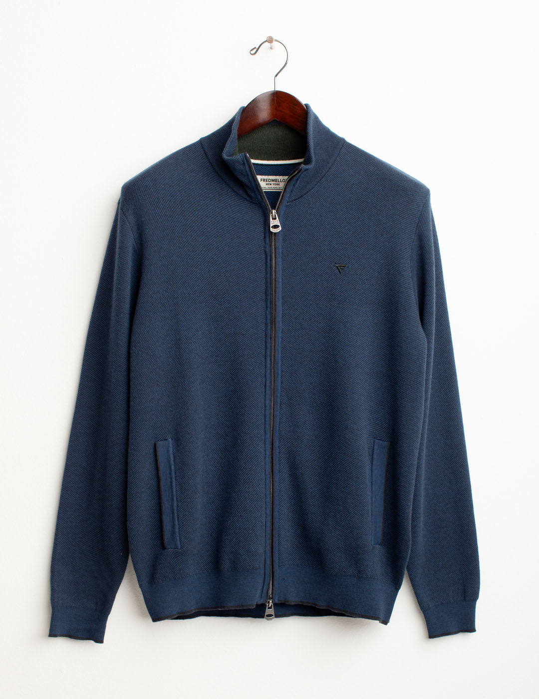 Jacquard full-zip sweater blue Man FM25W34MZ – Fredmello®