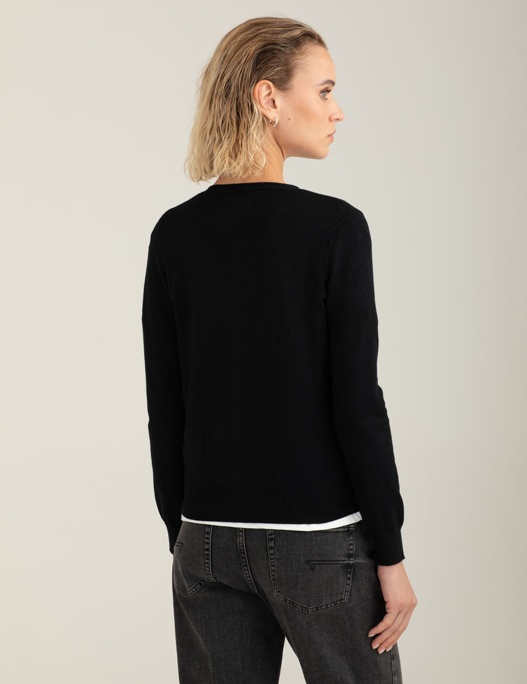 Cardigan scollo a V donna black fw25w02mk cc-a0951 Cardigan scollo a V