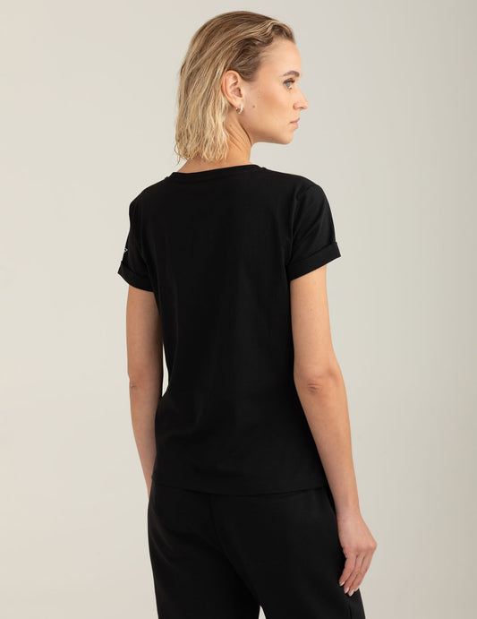 T-shirt con micro-catenella e stampa lamina - back - 002