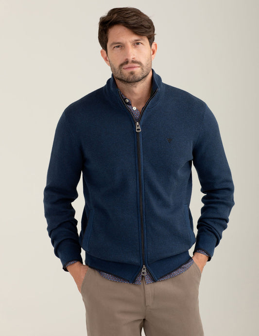 Jacquard full-zip sweater - back - 002