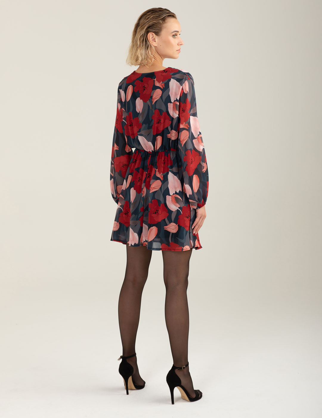 Abito in georgette stampata donna red fw25w02as cc-a0301 Abito in georgette stampata