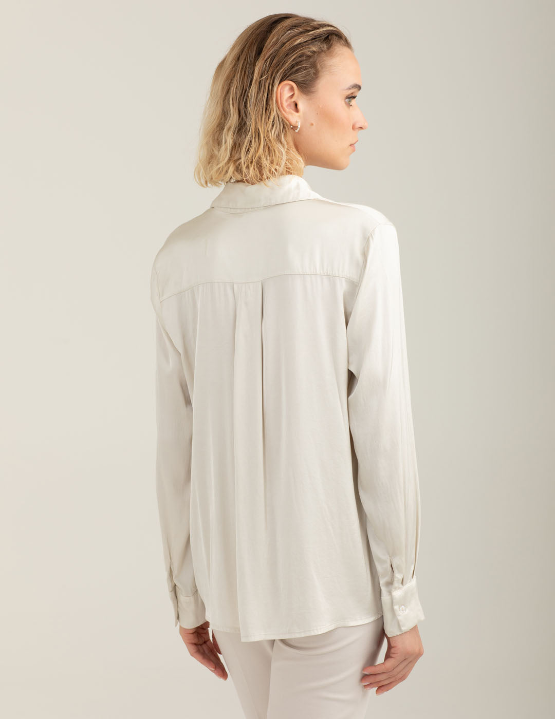 Camicia in raso stretch donna cream fw25w09cu cc-a0017 Camicia in raso stretch