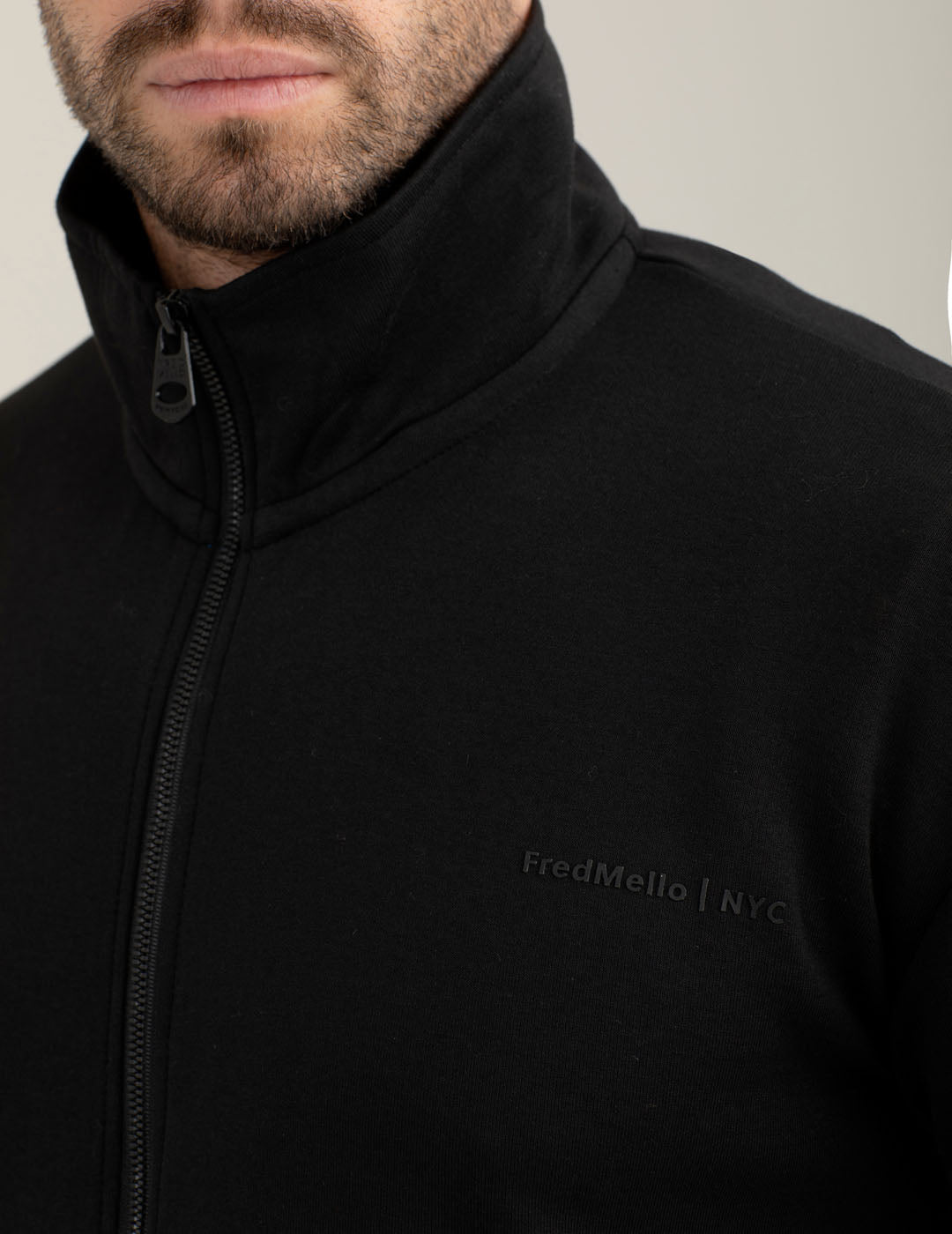 Felpa full zip con lettering 3D uomo black fm25w07fz cc-a0951 Felpa full zip con lettering 3D