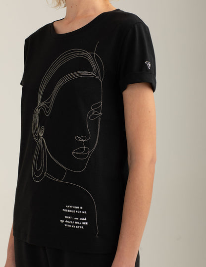 T-shirt con micro-catenella e stampa lamina