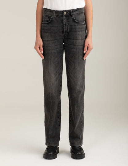 Stretch denim palazzo trousers