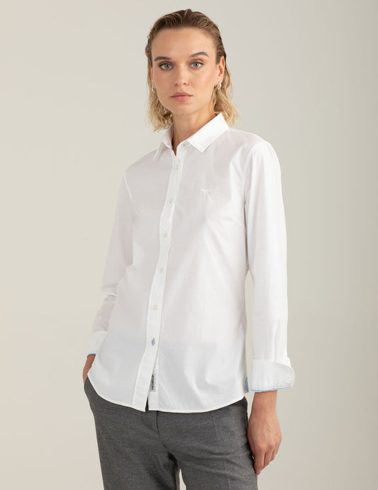 Camicia slim fit in armaturato stretch donna white fw25w03cu cc-a0001
