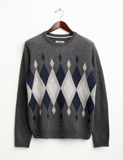 Maglia con intarsio a rombi in lambswool