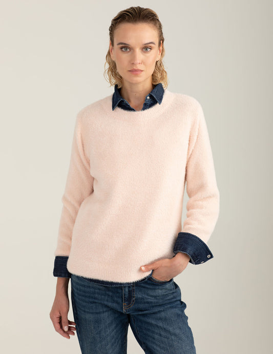 Maglia girocollo effetto pelliccia donna pink fw25w24mg cc-a0406