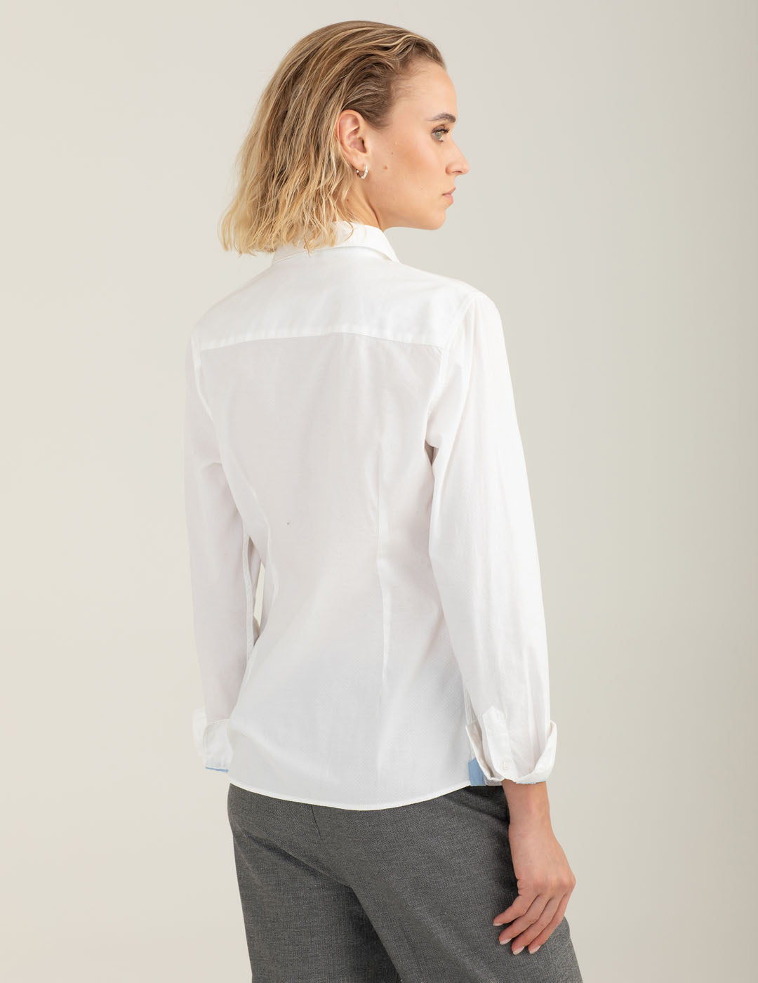 Camicia slim fit in armaturato stretch donna white fw25w03cu cc-a0001 Camicia slim fit in armaturato stretch