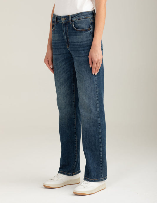 Stretch denim palazzo trousers - back - 002