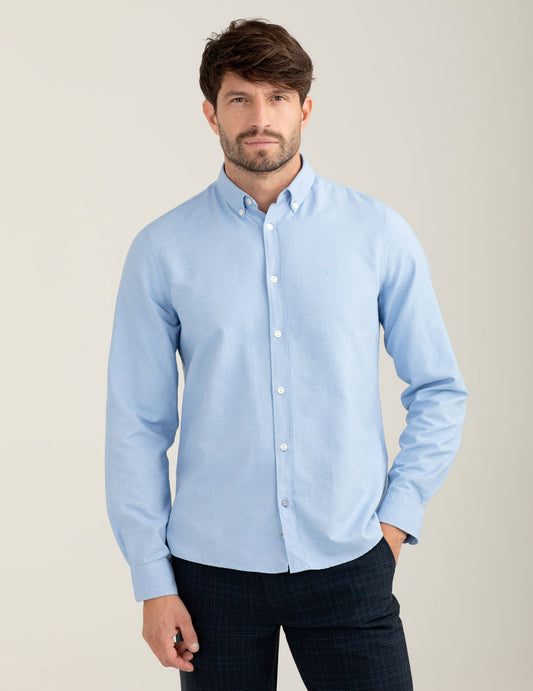 Camicia in oxford con logo ricamato uomo light blue fm25w11cu cc-a1001
