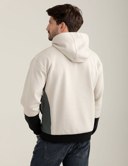 Felpa color block con cappuccio