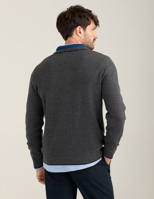 Jacquard trucker sweater - back - 002