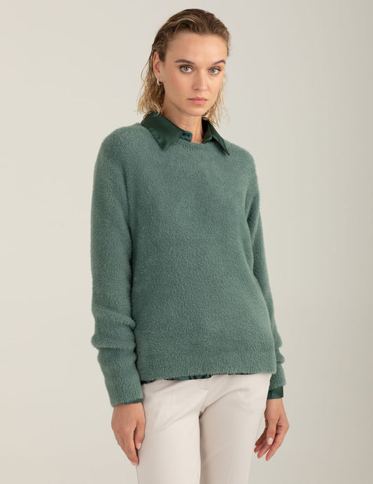 Maglia girocollo effetto pelliccia donna moss fw25w24mg cc-a0818