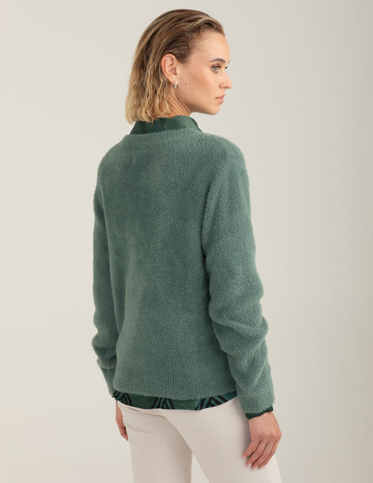 Maglia girocollo effetto pelliccia - back - 002