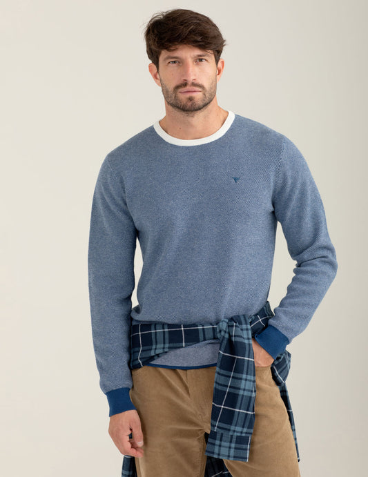 Jacquard sweater man ocean melange fm25w36mg cc-a0715