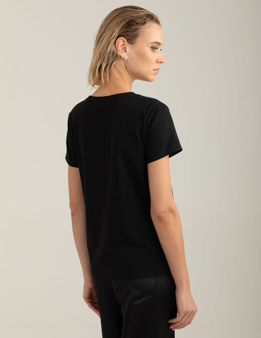 T-shirt con patch in tulle e strass - back - 002