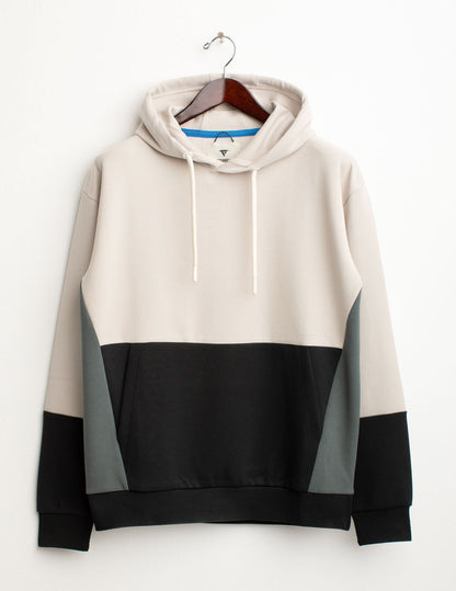 Felpa color block con cappuccio