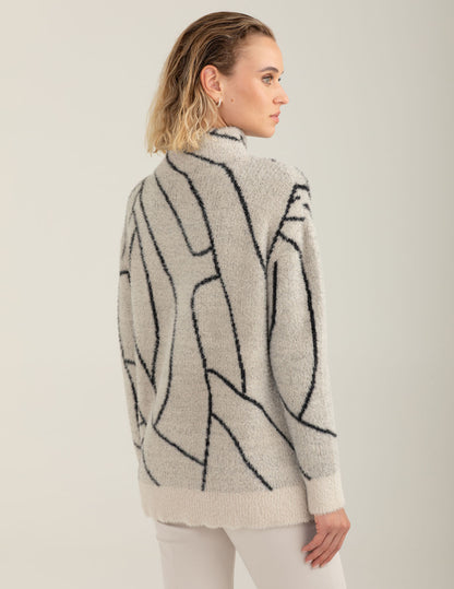 Fur-effect turtleneck with lurex pattern