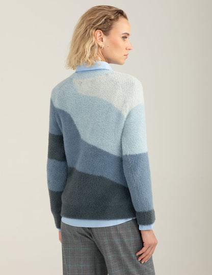 Maglia girocollo effetto pelliccia multicolore