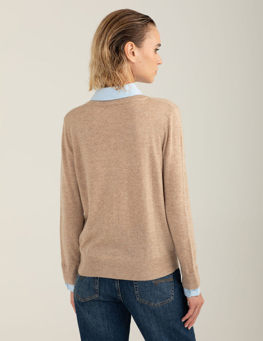 Maglia con colletto in tessuto camicia - back - 002