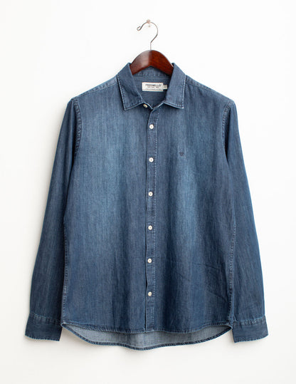 Camicia in denim con logo ricamato