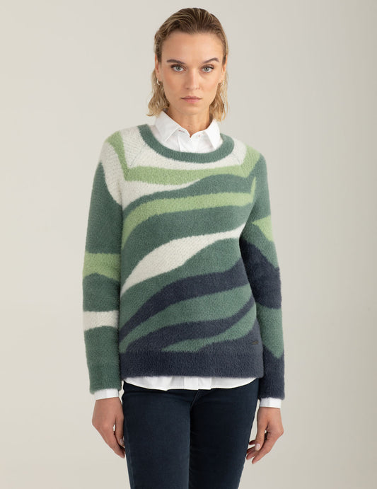 Maglia girocollo effetto pelliccia multicolore donna moss fw25w28mg cc-a0818