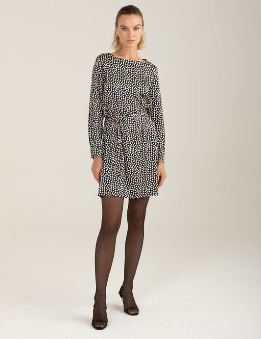 Abito in raso stretch stampato - back - 002