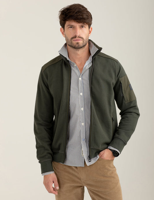 Felpa full zip con collo in piedi uomo army fm25w13fz cc-a0804