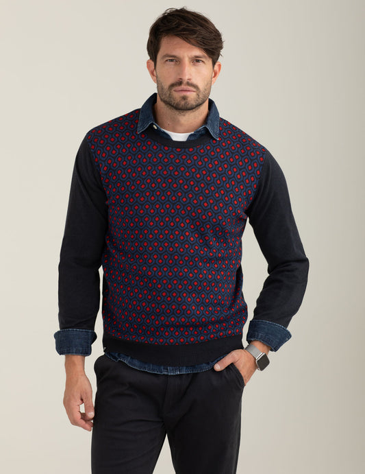 Jacquard sweater man blue fm25w37mg cc-a0601