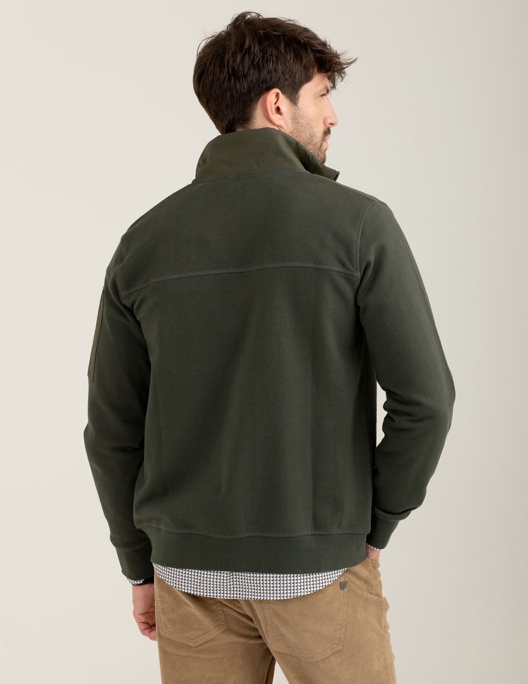 Felpa full zip con collo in piedi uomo army fm25w13fz cc-a0804 Felpa full zip con collo in piedi