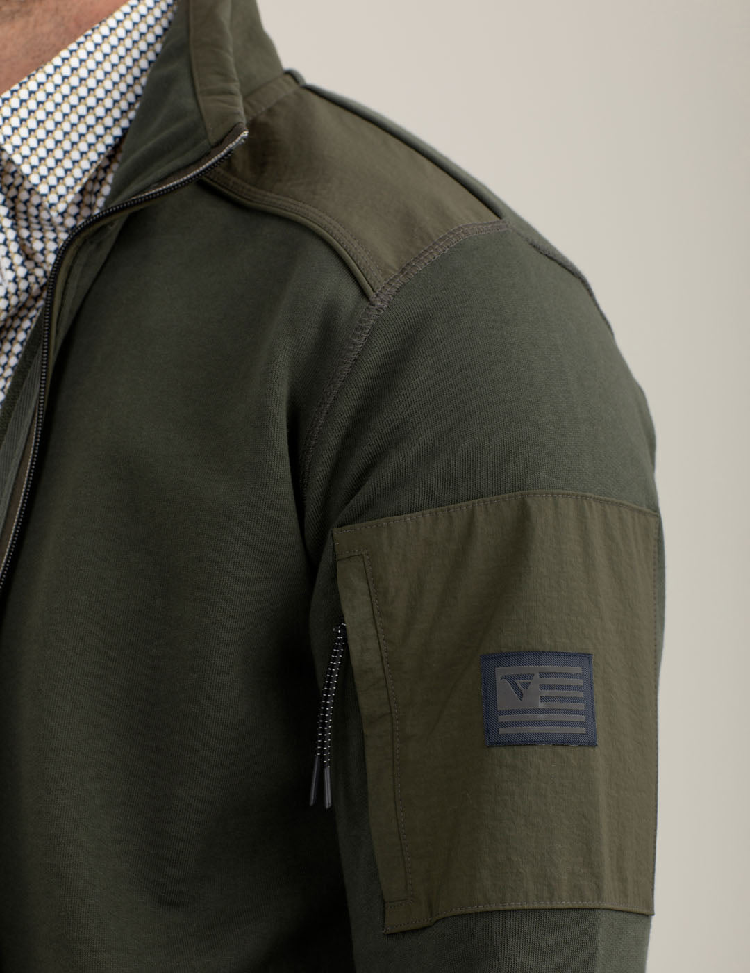Felpa full zip con collo in piedi uomo army fm25w13fz cc-a0804 Felpa full zip con collo in piedi