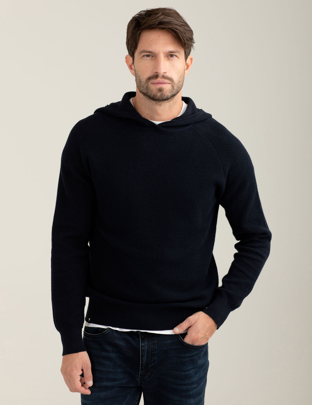 Maglia con cappuccio in cotone uomo blue fm25w39mc cc-a0601 Maglia con cappuccio in cotone