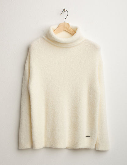 Fur-effect turtleneck sweater