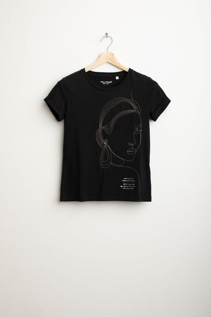 T-shirt con micro-catenella e stampa lamina