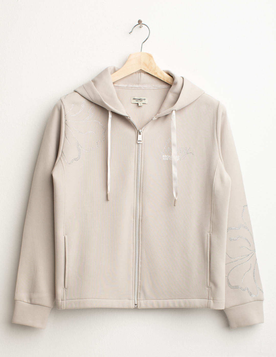 Felpa full zip con cappuccio e strass donna ice fw25w01fz cc-a0005 Felpa full zip con cappuccio e strass