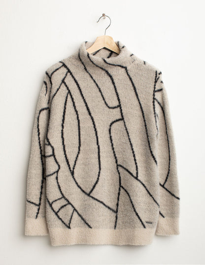 Fur-effect turtleneck with lurex pattern